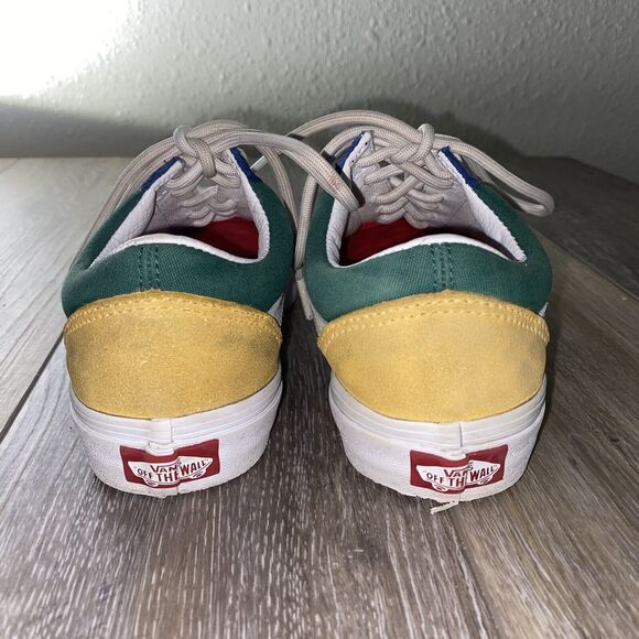 Vans Old Skool Size Mens 4.5 / Women’s 6 Blue Yellow Green Suede Sneaker Shoes - Picture 6 of 10